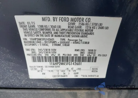 2015 Ford Police Interceptor from USA, damaged, VIN 1FAHP2MK5FG142601